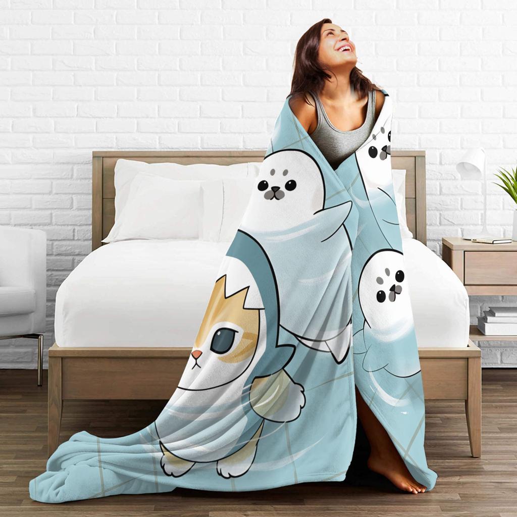 Mofusand Flannel Blanket Autumn  Super Warm Throw Blanket for Kids Adult Home Decor Funny Bedspread Sofa Bed Cover