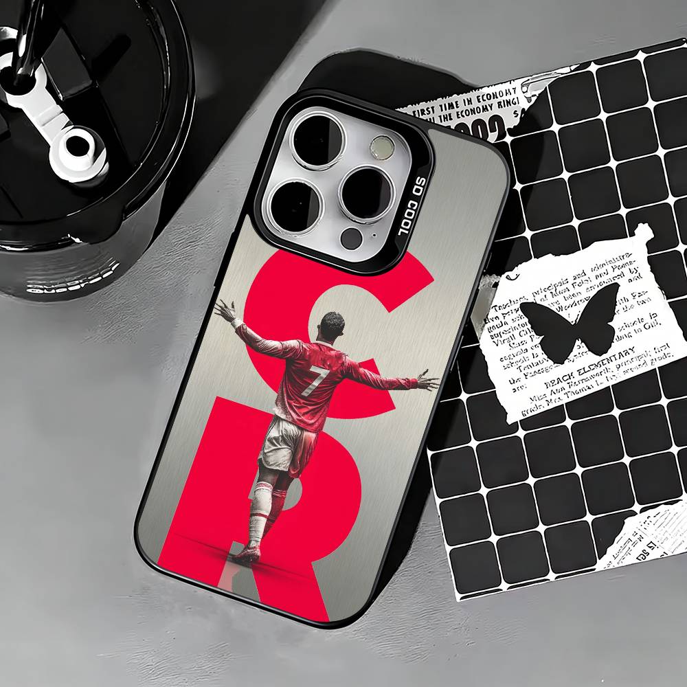 Football player Cristiano Ronaldo-CR7 Phone Case For iPhone 17,16,15,14,13,12,11 Plus,Pro Max,XS,Colored silver phone case