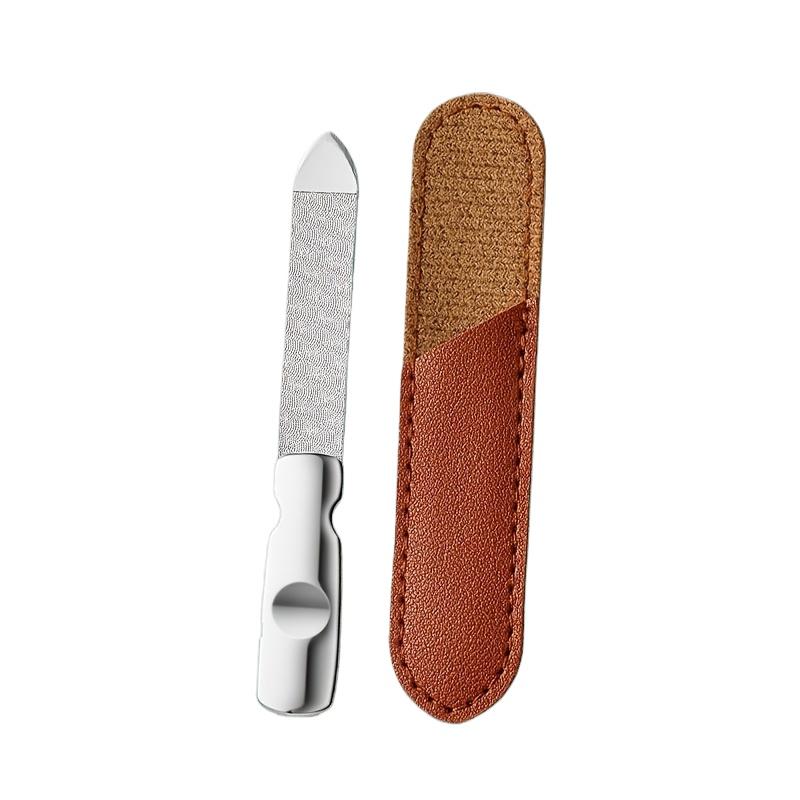 Stainless Steel Double-Sided Nail File Callus Care Tool Washable & Reusable with Pouch Ideal for Home or Salon Use