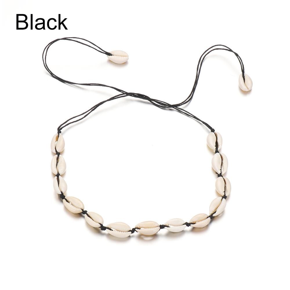 

Подарунки Жіночі богемні ювелірні вироби Мушля Намисто Нагрудник Кольє Пляжний черепашковий ланцюжок Ручна робота чорний