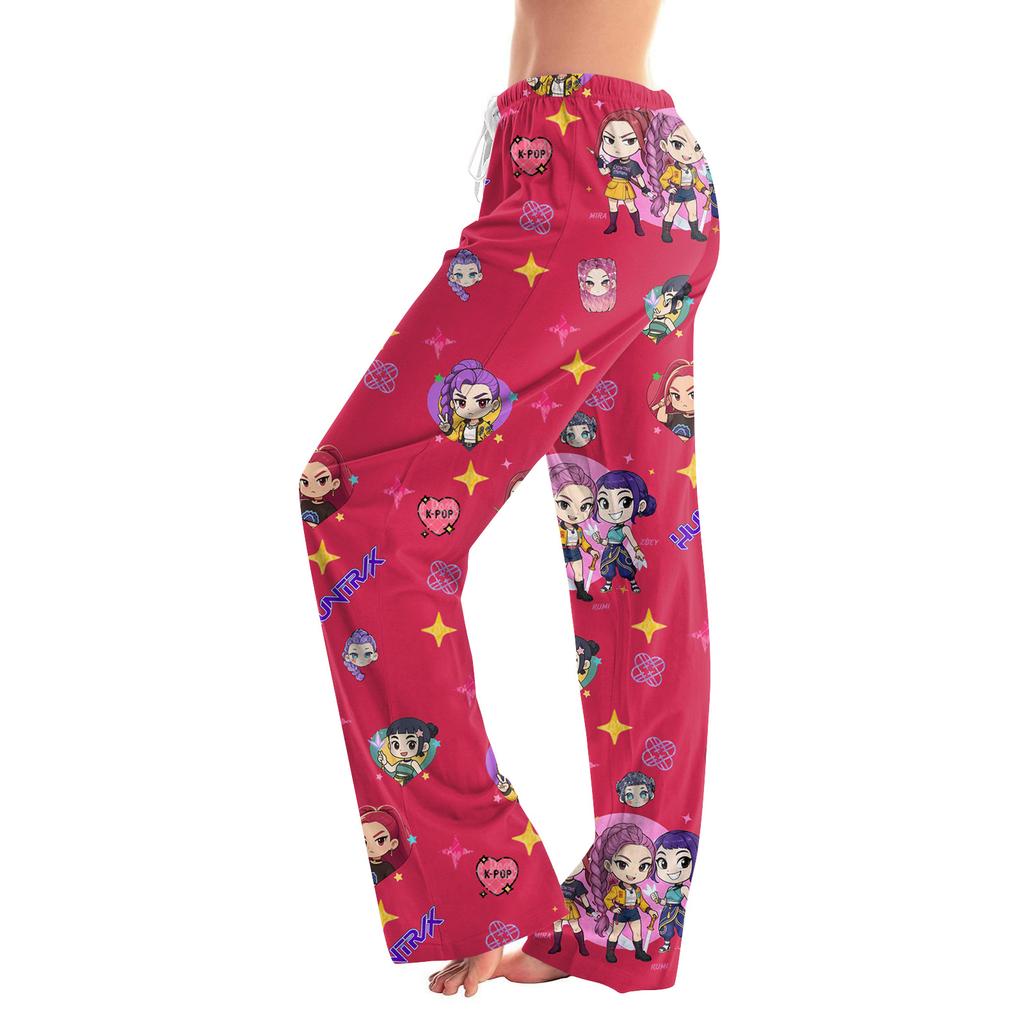 Womens Pajama Pants Sleepwear Casual Drawstring Elastic Waist Pants Comfy Straight Yoga Loose Trousers