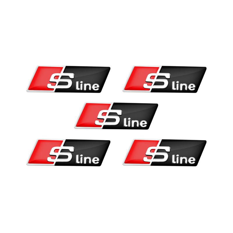 2026 2/5/10Pcs Car RS Sline Badge Steering Wheel Sticker Accessories for S1 Sline C7 A1 Q2 Q3 A4 B7 B8 B9 A3 8P 8V 8L A5 A6 C6 C5 2x