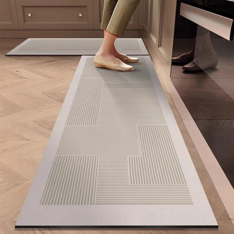 Modern Minimalist Kitchen Rug Non-Slip, Stain-Resistant Diatomaceous Earth Mat Absorbent Bathroom Door Mat Home Decor