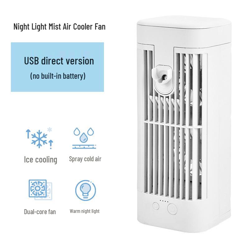 Portable Desktop Air Cooler with Night Light - Compact Household Electric Fan for Indoor Cooling and Humidification