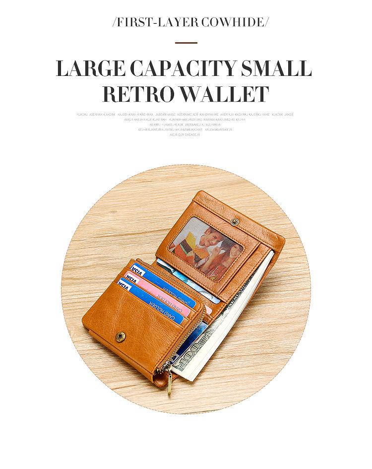 Trifold Retro RFID Leather Wallet for Men - Short Anti-Theft with Multiple Card Slots