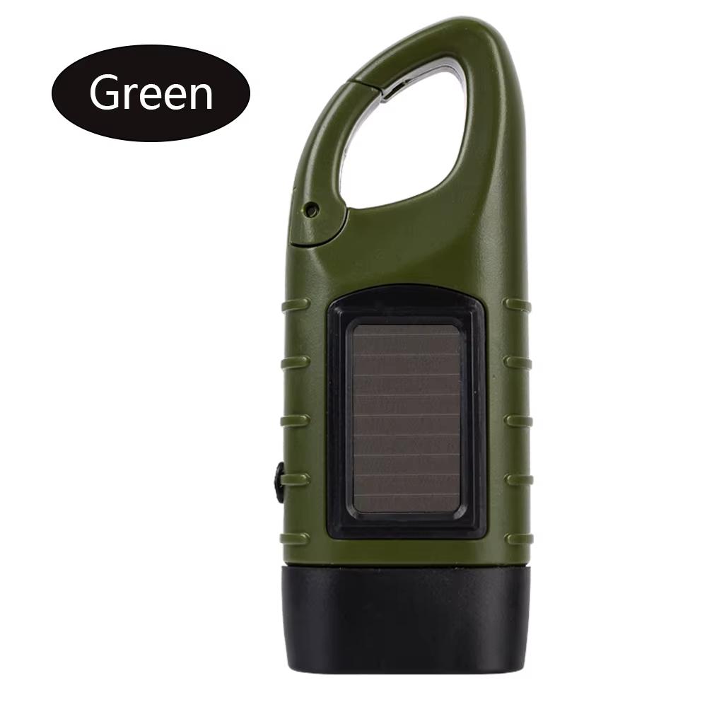 Solar Hand Crank Flashlight Rechargeable LED Emergency Light Outdoor Camping Power Supply Torch for Hiking Survival and Disaster Use