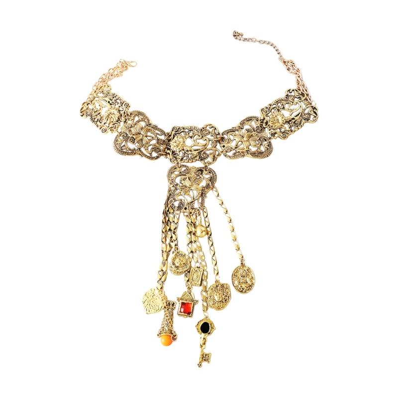 

Vintage Inspire Lace Pendant Jewelry Sturdy Alloy Necklace for Artistics Wardrobes золотий