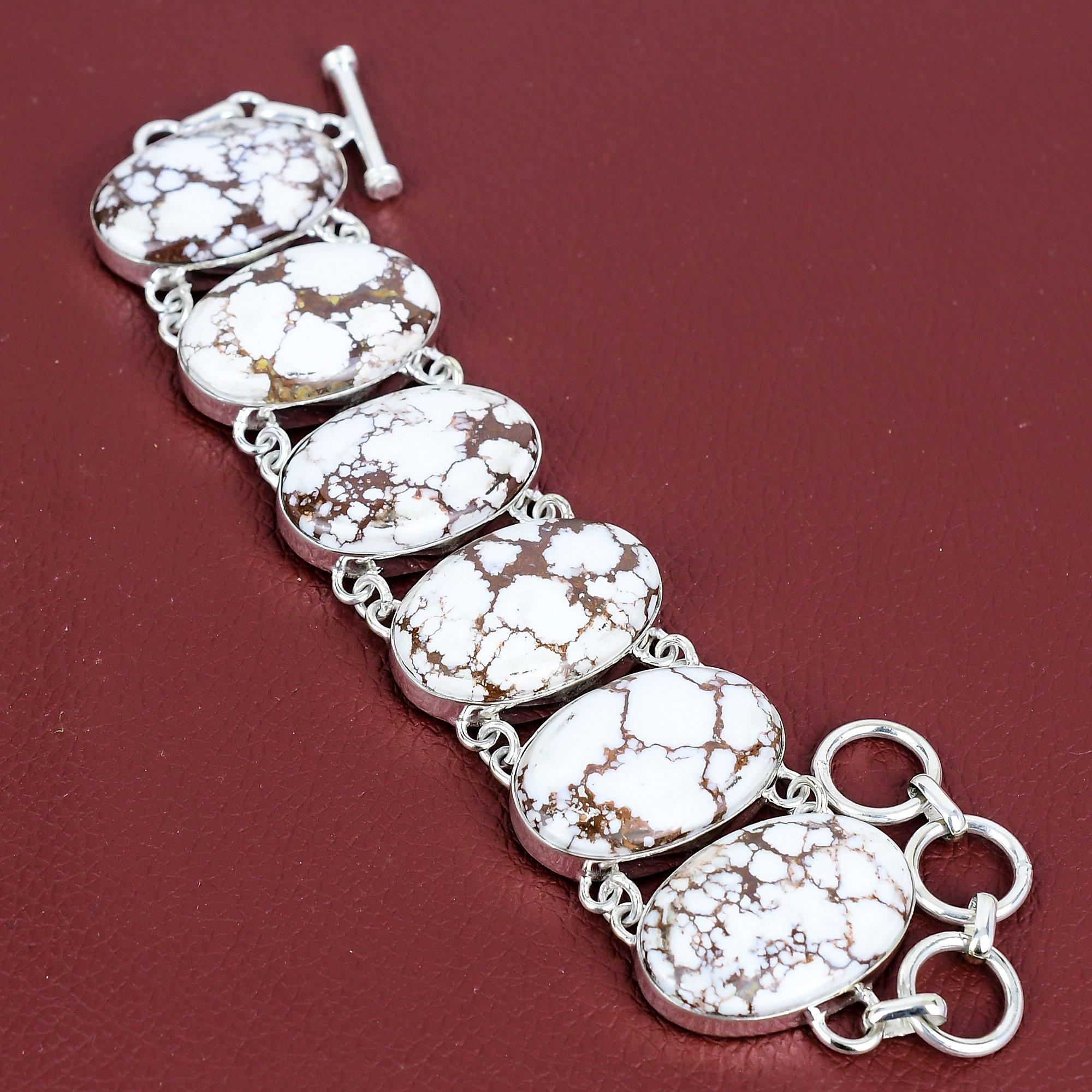 

Wild horse magnesite bracelet 925 sterling silver bracelet gemstone adjustable chain bracelet handmade jewelry engagement gifts boho jewelry Adjustable