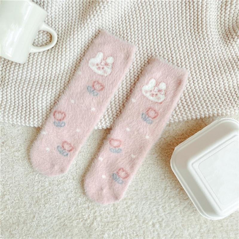 Womens Cute Fuzzy Socks Slipper Fluffier Cozy Imitation Mink Socks Thick Plush Warm Winter Home Soft Sleeping Stocking
