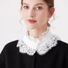 Women Faux Collar Eyelash Flower Lace Detachable Blouse Collar Necklace with False Sleeves Cuffs Set Clothing Accessory