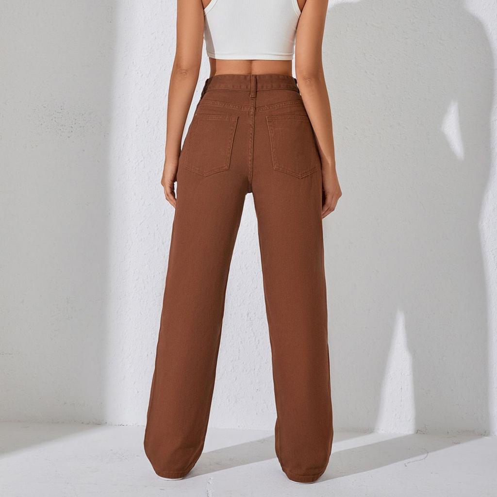 Dámské džíny se širokými nohavicemi - Ležérní rovné džínové kalhoty na léto