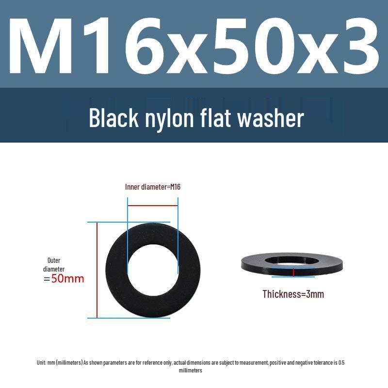 Yigu High-Temperature Insulated Black Nylon Flat Washer (M2, M3, M10, M16, M24)