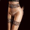 Sexy Women Leopard Fake Two-Piece Stockings Thin Oil Glossy Shiny Maid Pantyhose Open Crotch Tights Elastic Shaping Pantyhose