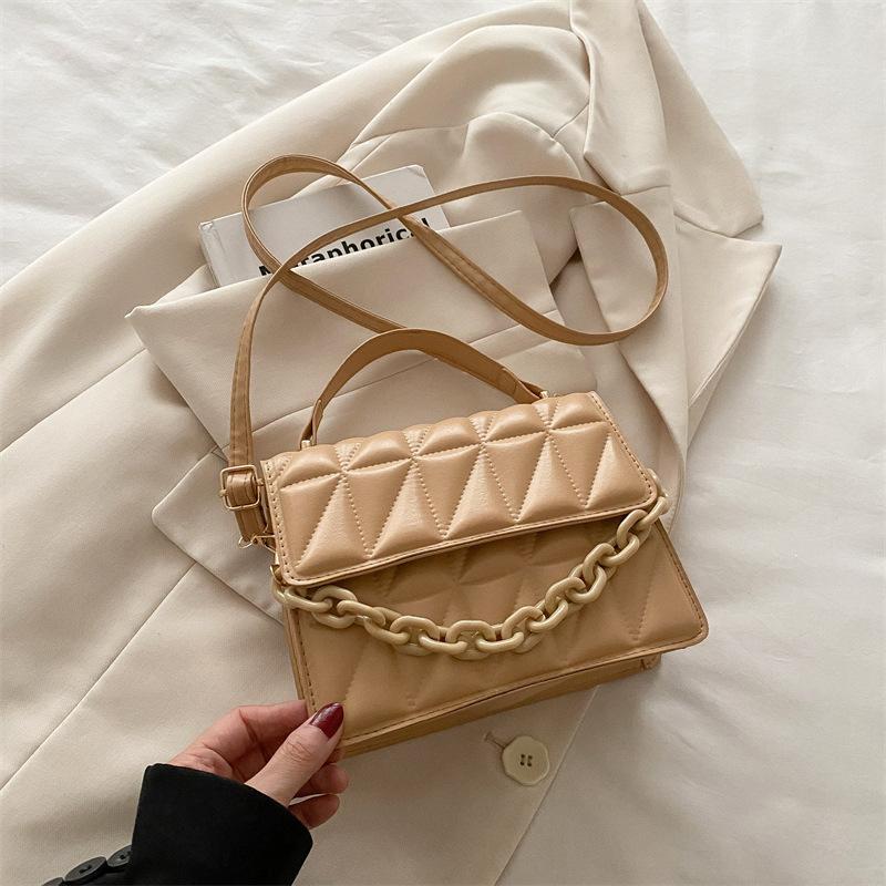 

Однотонная текстурная маленькая сумка женская лето 2025 новая модная портативная маленькая квадратная сумка простая ромбовидная на плечо сумка-мессенджер хаки