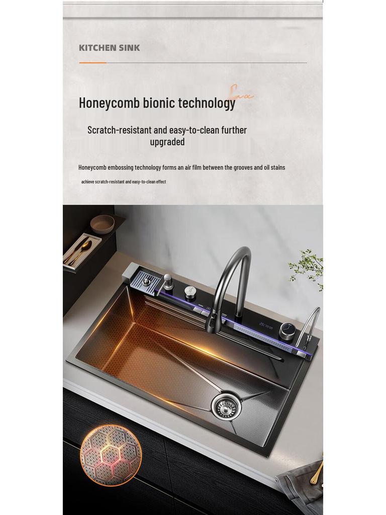 Whale Style Stainless Steel Multifunctional Kitchen Sink with Digital Display