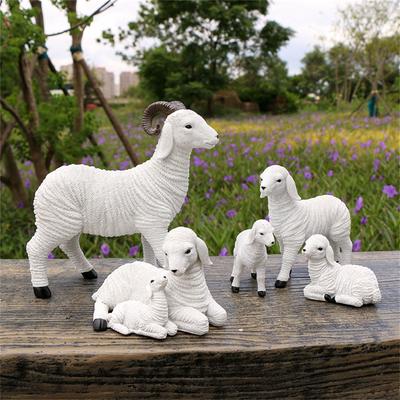 Dekorative Harz Schaf Skulpturen für Wohnzimmer oder Gartendekoration Weiße Lämmer Miniaturen Figuren Ornamente