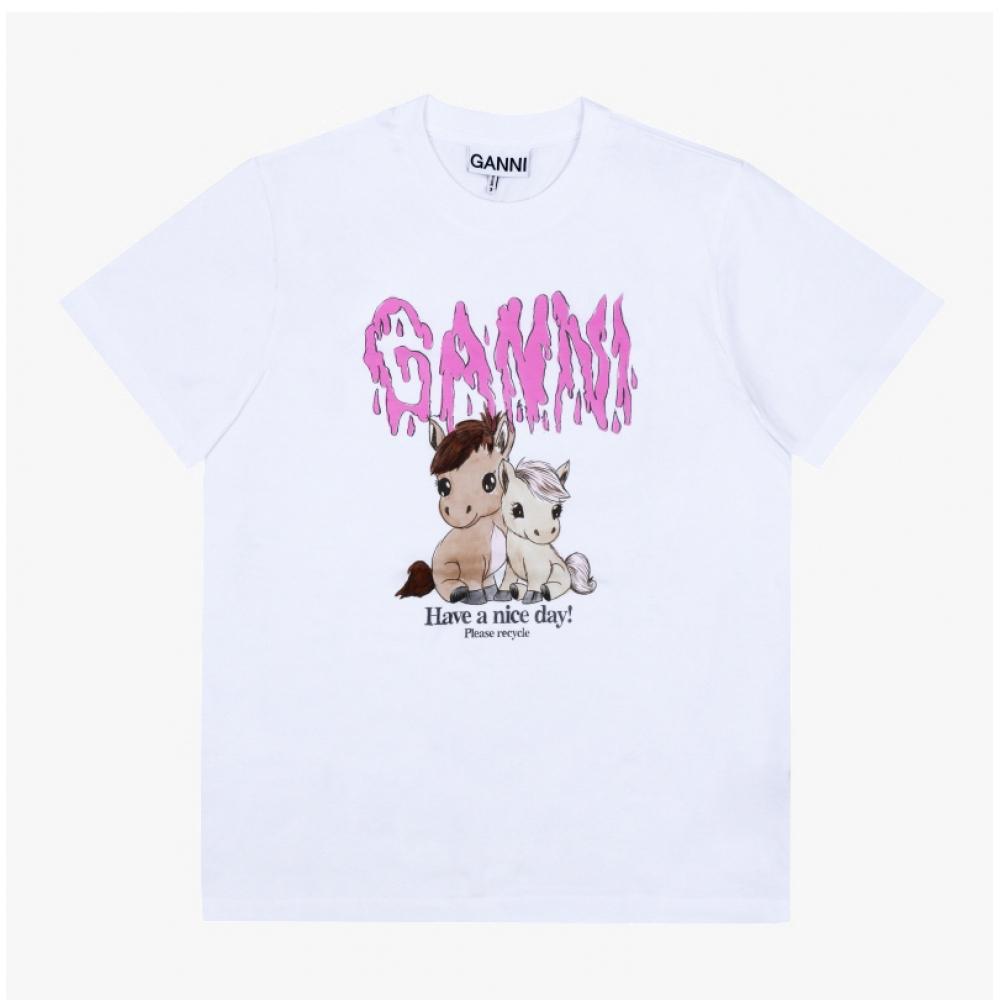 Ganni Women S ShorT Sleeve T ShirT Pony Logo A1050048 151
