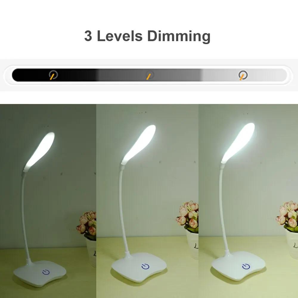 LED Foldable Desk Lamp USB Rechargeable Lighting 3 Mode Dimmable Touch Sensor Eye Protection Student Reading Lamp Night Light