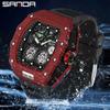 Fashion Sanda 7060 Top Brand New Calendar Barrel Quartz Nightlight Minimalist Hollow Out Men's Outdoor Sports Wrist Watches