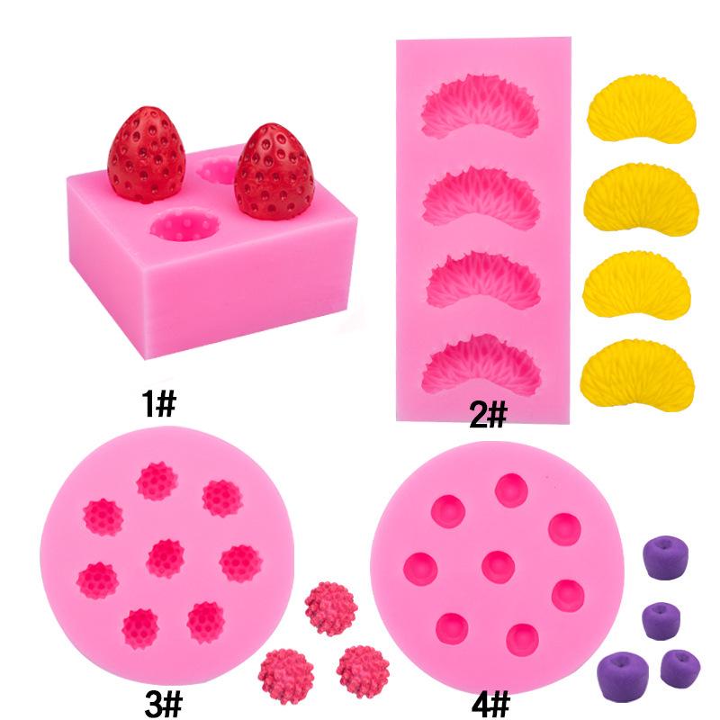 Silicone Mold for DIY Fruit Cake Decoration: Strawberry, Blueberry, Raspberry, Orange.
