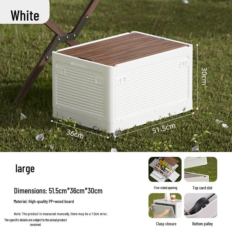 Bingyue Camping Foldable Storage Box with Wood Lid