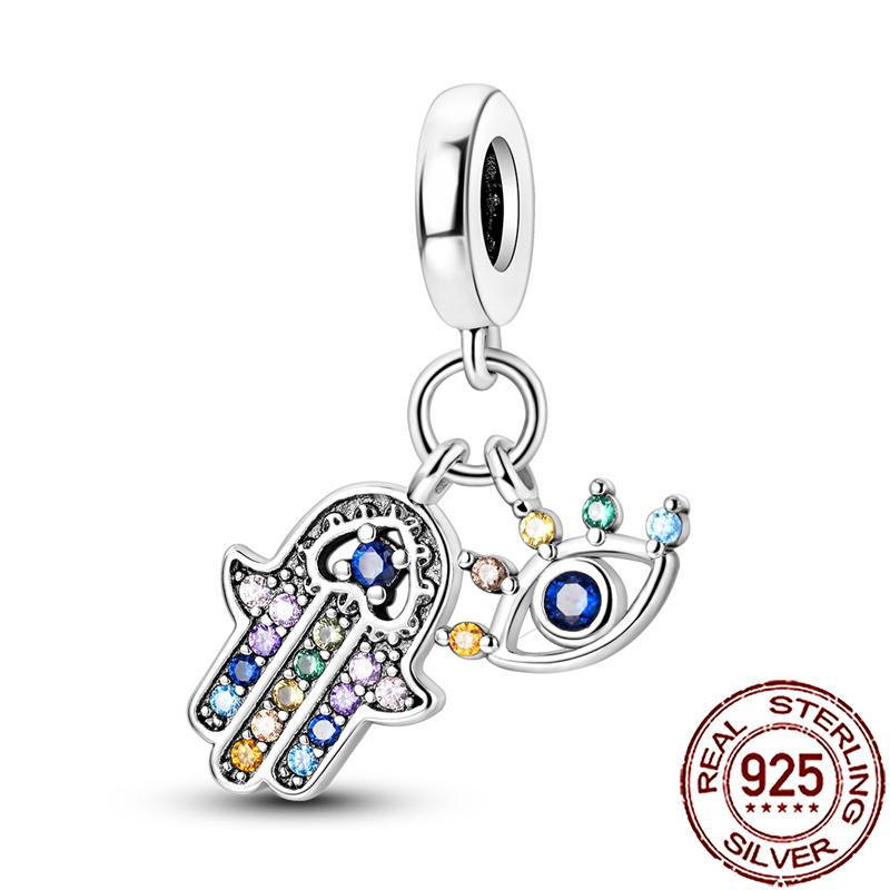 Charms Copper Hamsa Hand All-Seeing Eye Horus Fatima Protection Beads Fit Bracelet Necklace Women Diy Jewelry