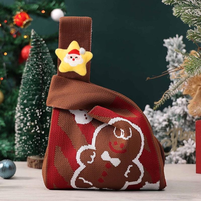 Festival Santa Druckstoff Geschenksäcke Stilvolle Waschbare Weihnachtsstrumpf Füllung Für Büro Zuhause Schule Veranstaltung Und Familienfeiern
