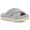 UGG Women's Fuzz Sugar Terry Cross Slide Sandals Metallic Grey 1126385-MGR