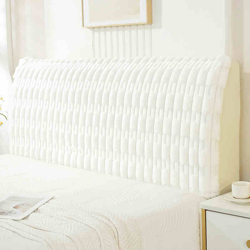 Утолщенный плюшевый чехол для изголовья кровати, универсальный эластичный чехол для изголовья кровати, противоскользящий защитный чехол для изголовья кровати W120 x H60-65cm
