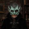 Weiche Schaumstoff-Vampirmaske Grüne Halloween-Maske, Halbgesicht mit spitzen Ohren & scharfen Zähnen, Retro Leichtgewichtig Abgenutzt Party PU für Gruselige Kostümpartys