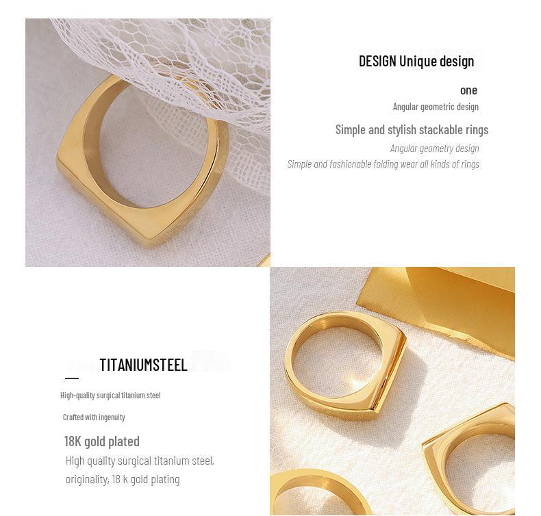 18K Gold-Plated Titanium Steel Geometric Stacking Rings
