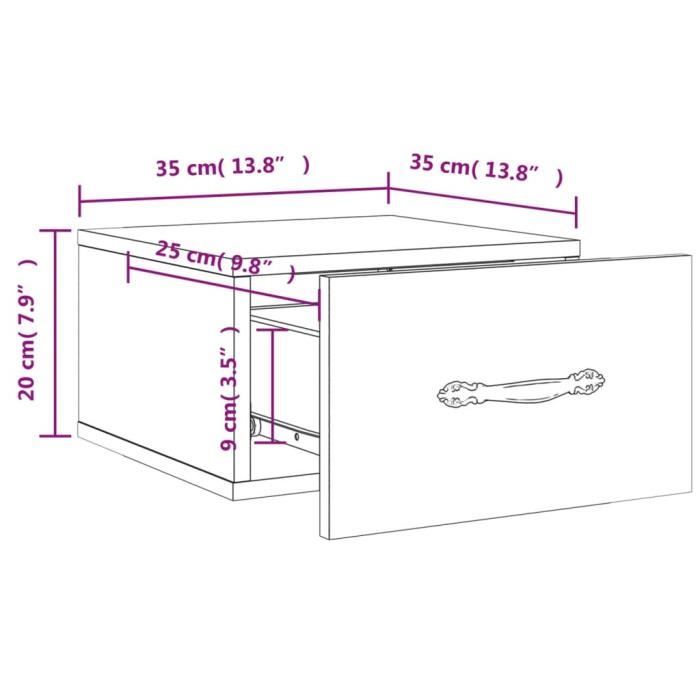 VidaXL Wall-mounted Bedside Tables 2 Pcs Sonoma Grey 35x35x20 Cm 829817