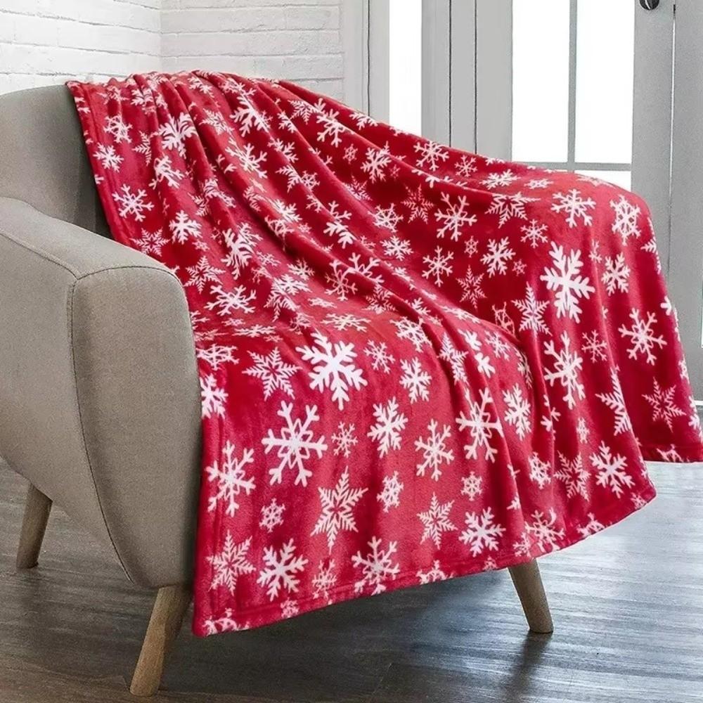 10x110cm Christmas Blanket Cozy Warm Snowflake Christmas Throws Comfortable Breathable Xmas Fleece Blanket Home Sofa Bed Office