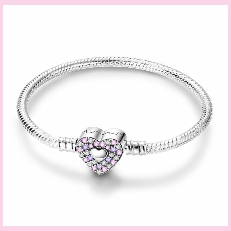 925 Sterling Silver Bracelet Star Moon Blue Eyes Zircon Heart Safety Chain Bracelets Snake Bone Chain Fit DIY Charms Jewelry