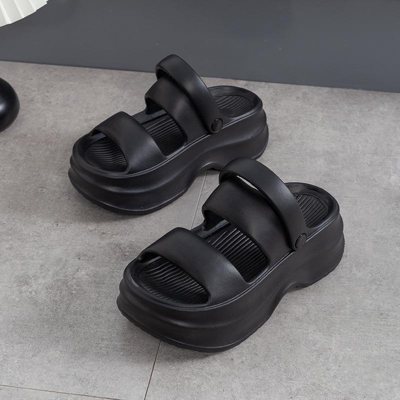 

Сандалии на толстой платформе для женщин, летние, толстые, нескользящие, пляжные тапочки, женская мода, разноцветные, Eva, босоножки на танкетке Muejr 36-37