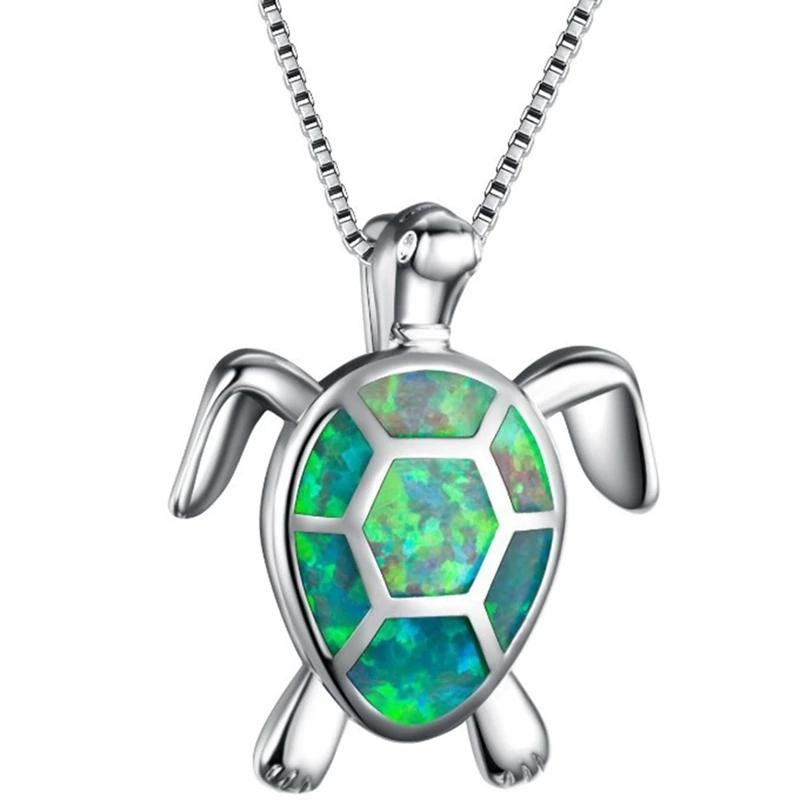 Bohemia Cute Turtle Pendant Necklace For Women Inlay White Imitation Opal Necklace Wedding Party Jewelry Christmas Gifts for Her