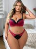 Talla Grande Copa CD Contraste de Color Encaje Sexy Conjunto de Sujetador para Mujer de Alta Calidad Elegante Diario Conjunto de Ropa Interior para Damas