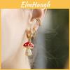 Trendy Alloy Womens Red Mushroom Earrings With Geometric Artificial Gemstones