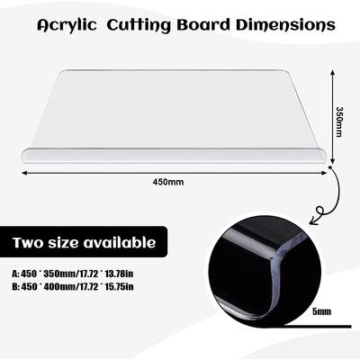 Acrylic Chopping Board Transparent Non Slip Cutting Board with Lip for Cutting Sandwich Fruit and Vegetable Bread