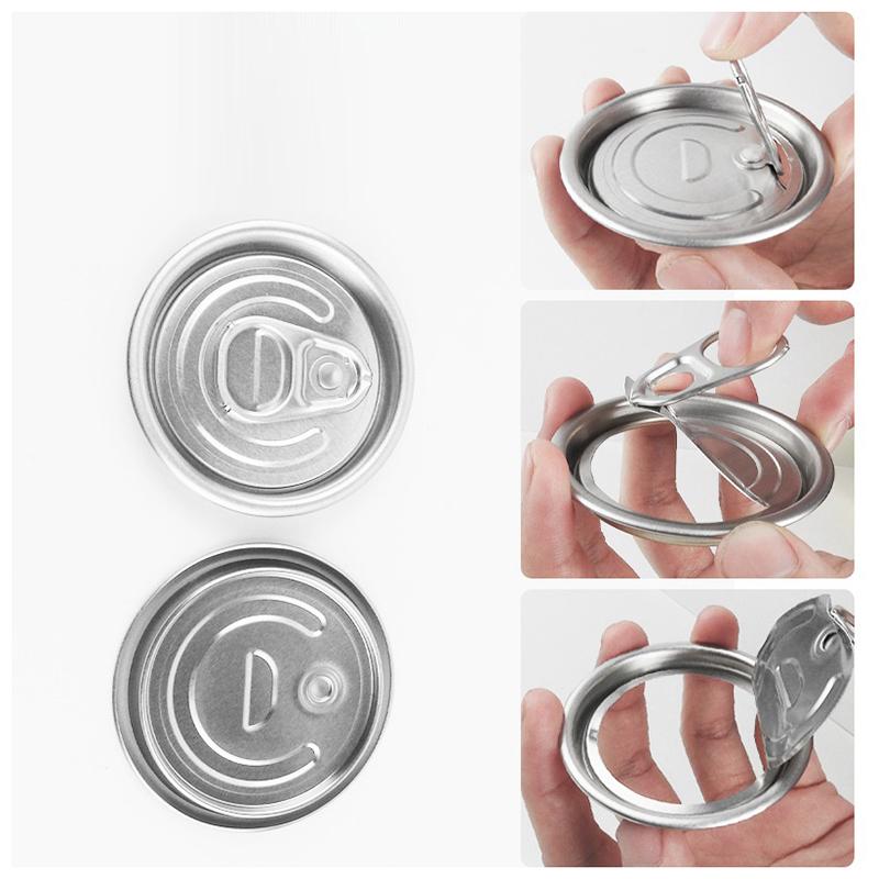 50Pz Coperchi con Anello di Tiraggio per Bevande Soda Birra Cola Coperchi per Lattine Alimentari Sigillo Copertura Mantenere Fresco 52Mm Coperchi per Lattine