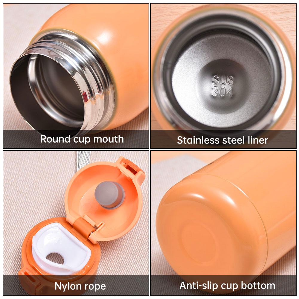 360ml Cute Thermos Cup Kids Pocket Cup Stainless Steel Thermal Coffee Mug Vacuum Flask Insulated Hot Water Bottle Kids Gift