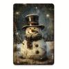 Vintage Snowman Metal Tin Sign Rustic Winter Wall Decor 8x12 Inch