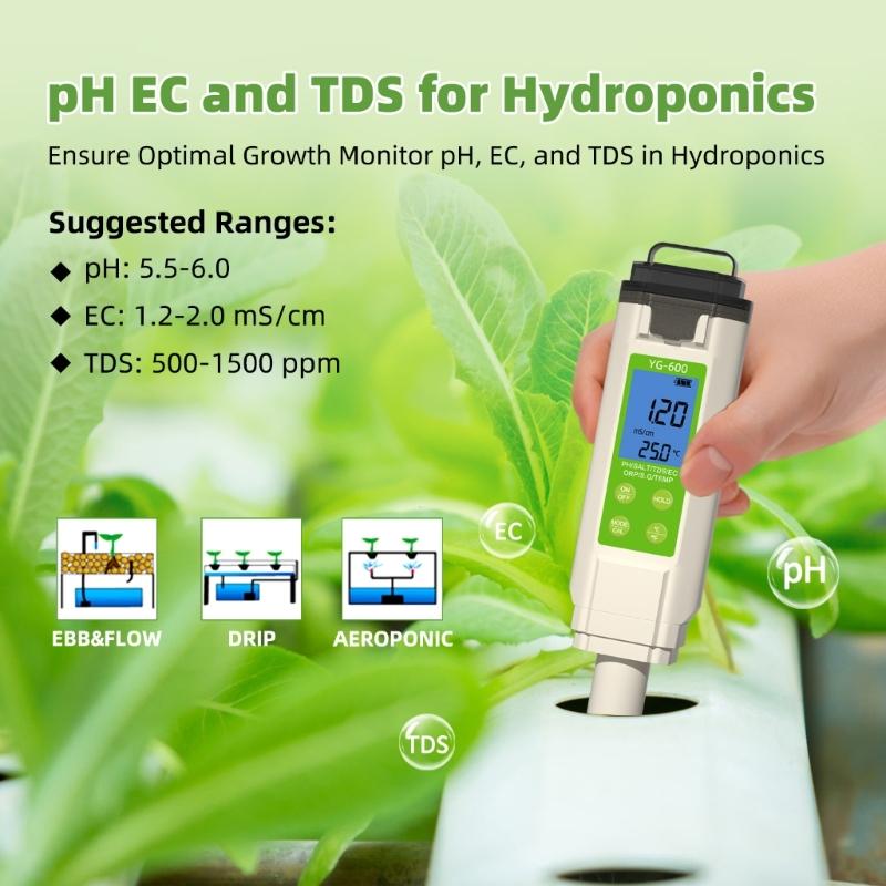 7 in 1 TDS ORP Salt Temperature Meter Digital Meter Water Quality Tester for Hydroponic Meter Portable