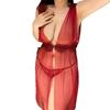 Sex underwear large size sexy mesh split long dress ultra-thin deep V suit hot midnight charm perspective