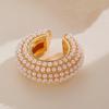 Retro Fashion C-Shaped Bling Ear Clips with Colored Diamonds - Trendy No-Pierce Earrings