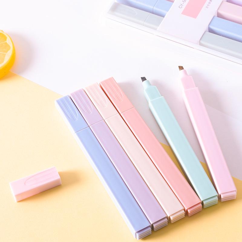 Creative 6-Color Soft Tip Highlighter Set for Journaling and Students