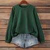 Women's Fashionable Solid Color Round Neck Long Sleeved Sports Casual Pullover Sweatshirt Top