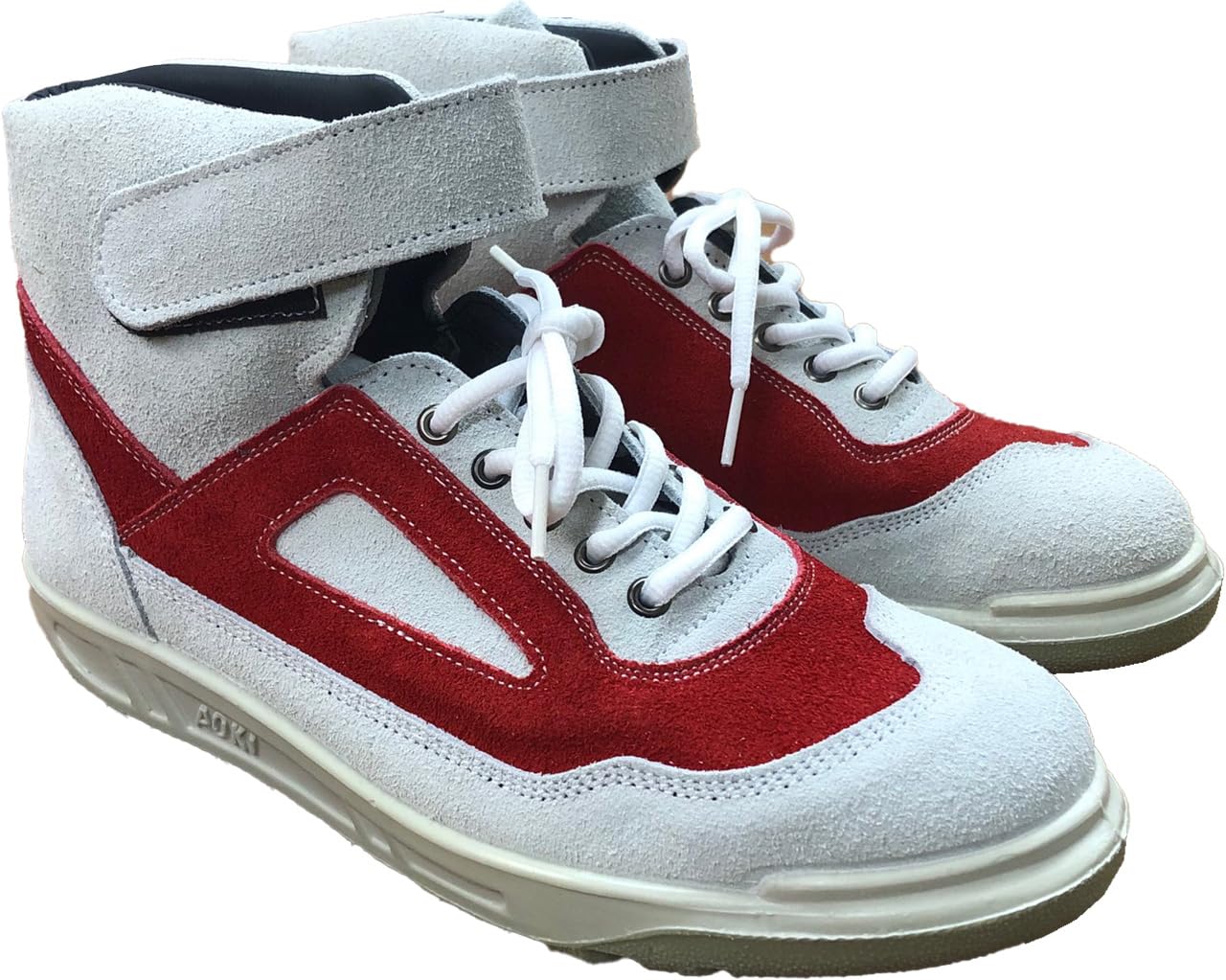 

Aoki Safety Shoes Cowhide Leather Velour Safety Shoes with Steel Toe JIS Made in White x Size ZR-21 High-Top Cap, Standard, Japan, Red, 27.0cm