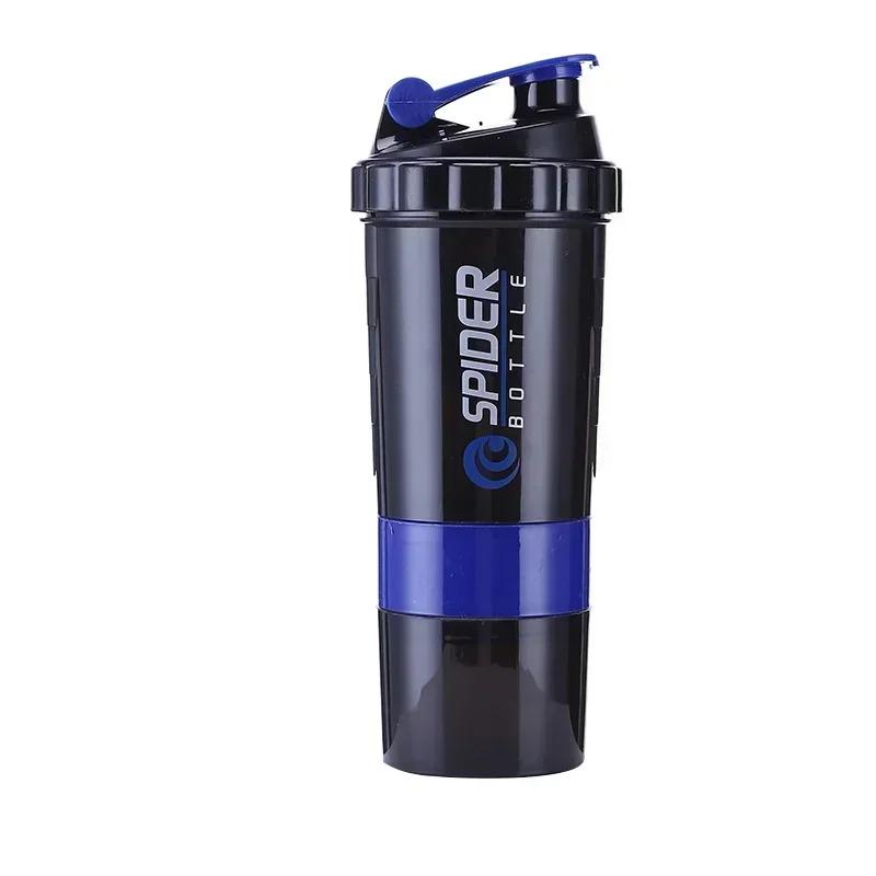 3-lagige Shaker-Flasche, Protein-Mix-Shake-Becher, Sport-Fitness-Wasserbecher, 550 ml, skalierte Plastikwasserflaschen mit Medikamentenbox