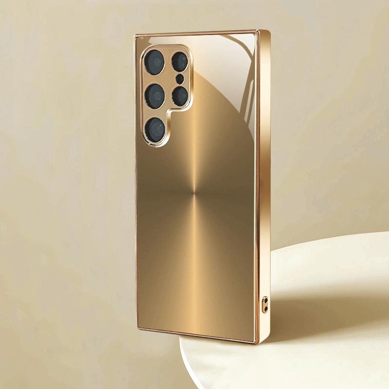 Gold Textured Electroplated Glass Phone Case Suitable for Samsung Galaxy S26 S25 S24 S23 S22 S20 FE/Ultra/Plus Anti Drop